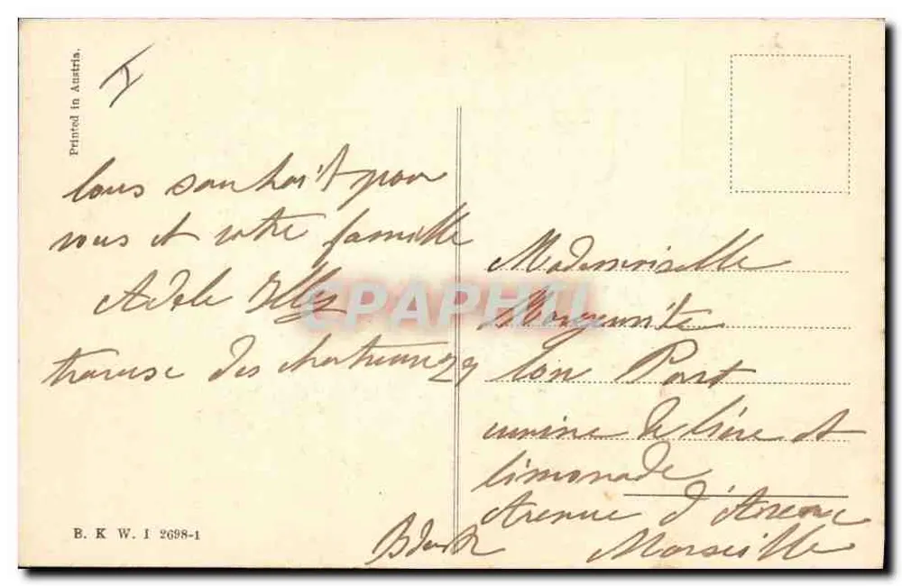 Junge Frau in blauer Schal — Winterlandschaft — Verlag B. K. W. I 2698-1 - Rückseite