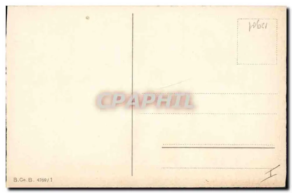 Kind in grünem Kostüm mit Klee-Hut — Frohe Neujahr — B.Co.B. 4769/1 - Rückseite