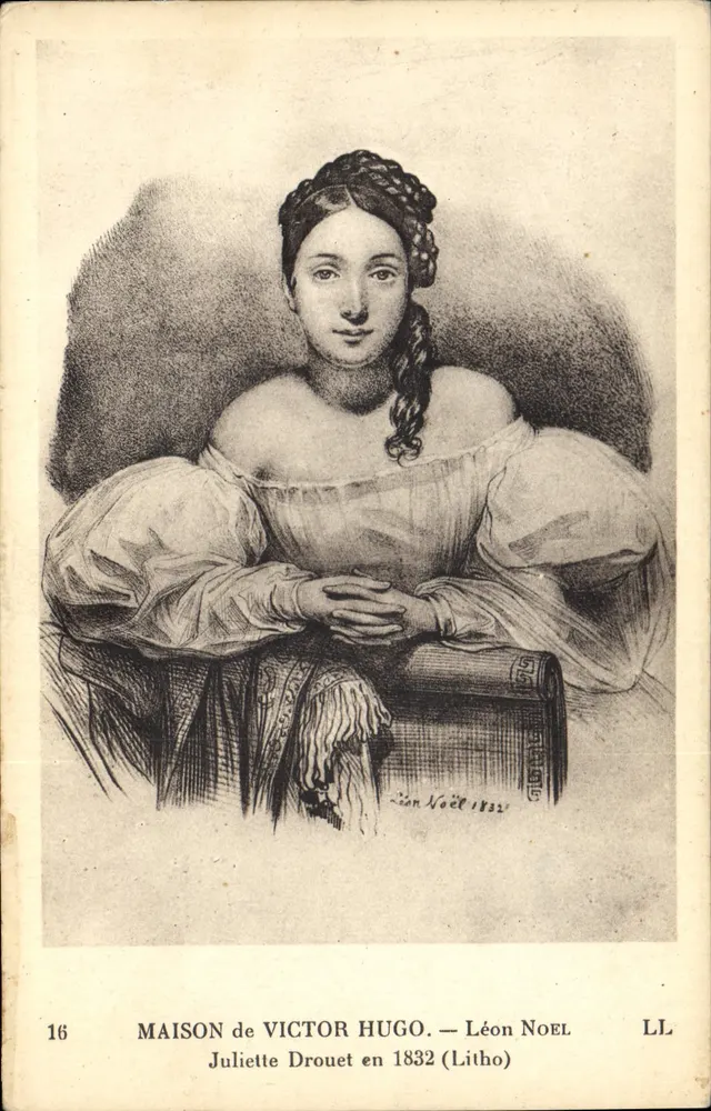 Juliette Drouet im Jahr 1832 — Haus von Victor Hugo — Lithografie von Léon Noël - Vorderseite