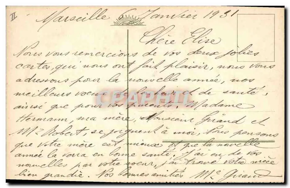 Rose — Farbige Zeichnung — E. Vicaire - Rückseite