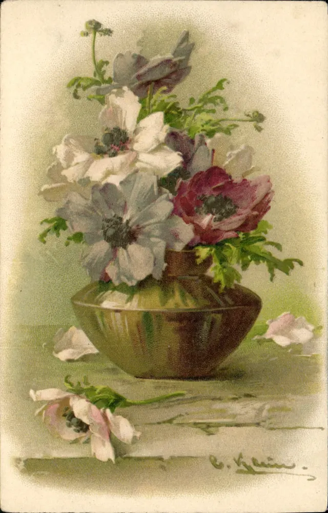 Blumenstrauß — Anemonen — C. Lainé - Vorderseite