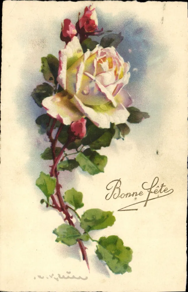Rose — Happy Birthday — J. V. Klein - Vorderseite