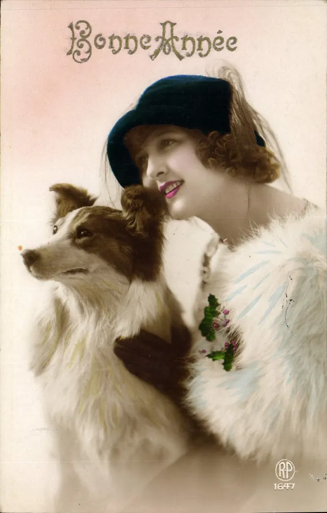 Frau und Hund — Frohes Neues Jahr — RP 1647 - Vorderseite