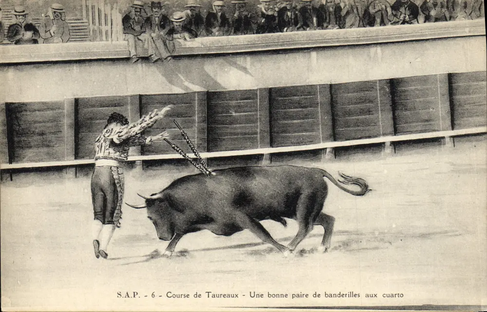 Stierkampf — Eine gute Paar Banderillas am Cuarto — S.A.P. n°6 - Vorderseite