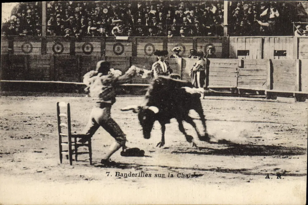 Banderilleros auf dem Stuhl — Stierkampfszene — A. R. n°7 - Vorderseite
