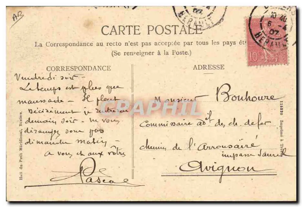 Arènes de Béziers — Die Encadade — Verleger unbekannt, Seriennummer nicht sichtbar - Rückseite