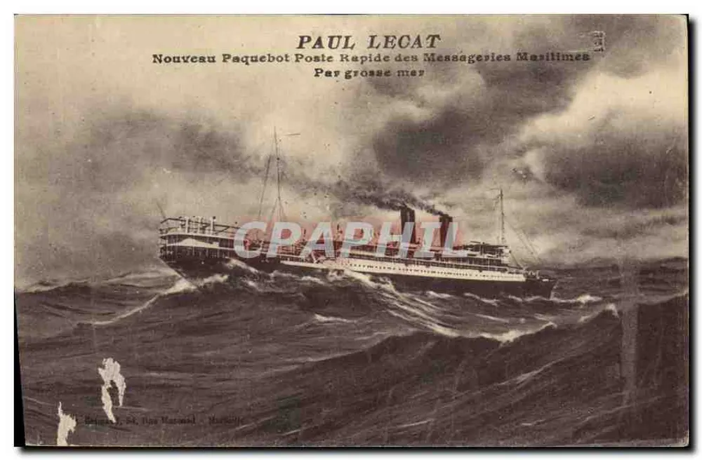 Dampfer Paul Lecat — Neuer Schnellpostdampfer der Messageries Maritimes — belgischer Verlag, Nr. 54, Bayeux, Normandie - Vorderseite