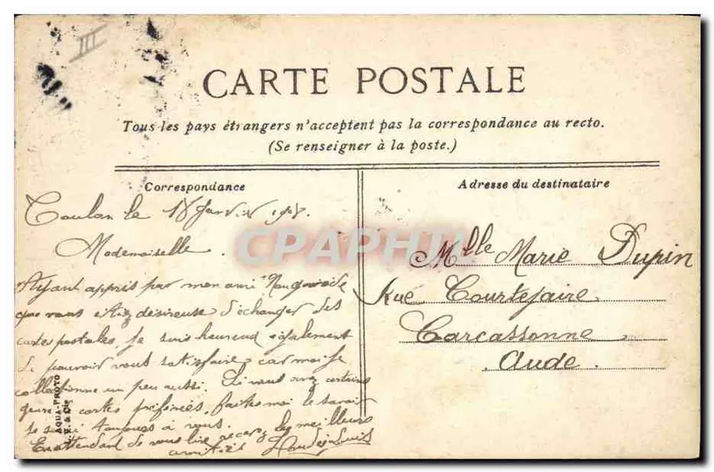 La Provenza — stoomboot — uitgever LV.4.C. n°1031 - Achterkant