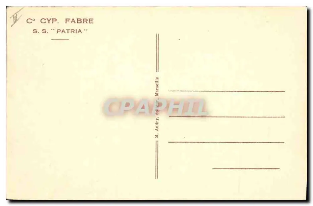 S.S. PATRIA — C° CYP. FABRE — Marseille - Rückseite