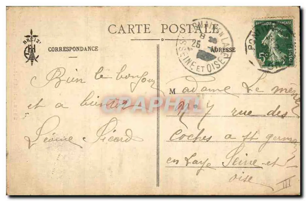एक बिस्तर-क्लोज़ - बास-ब्रेटेन - संग्रह E. Hamonic, St-B. संख्या 3926 - पीछे