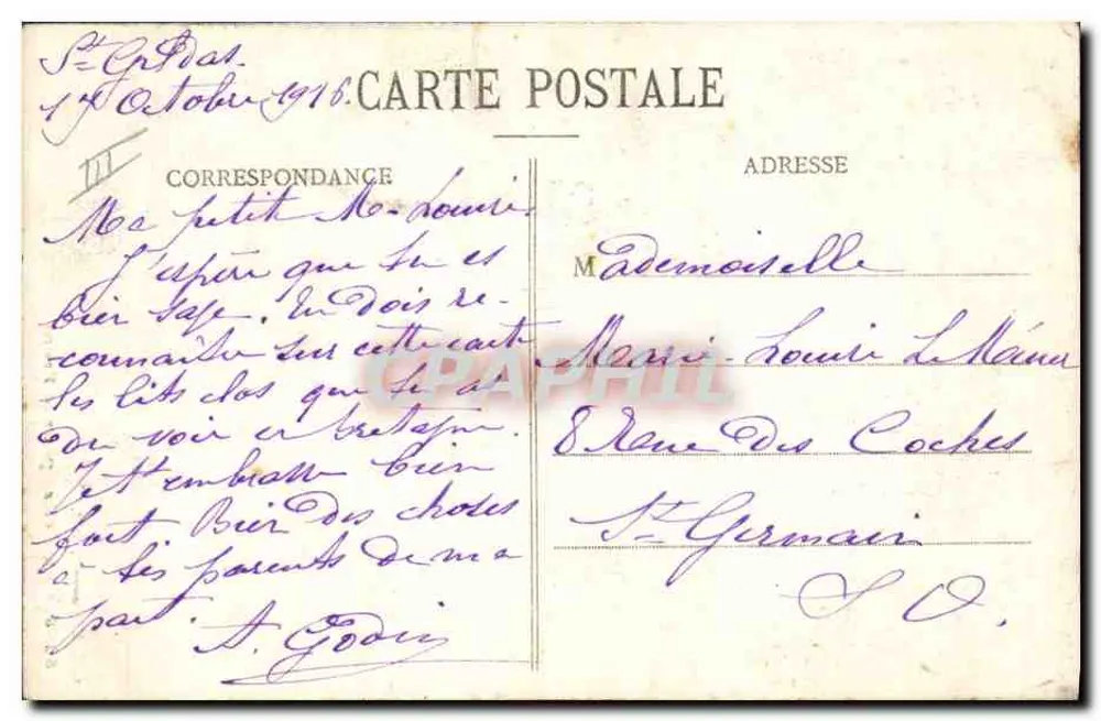 Mulher em traje de cuidadora — escrevendo uma carta — Coll. E. Hamonic, St-B, n° 5258 - Verso
