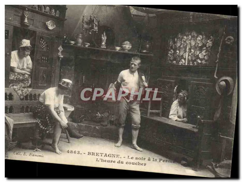 Bretanha - À noite na Fazenda - A hora de dormir - Coleção E. Hamonic n°4863 - Frente