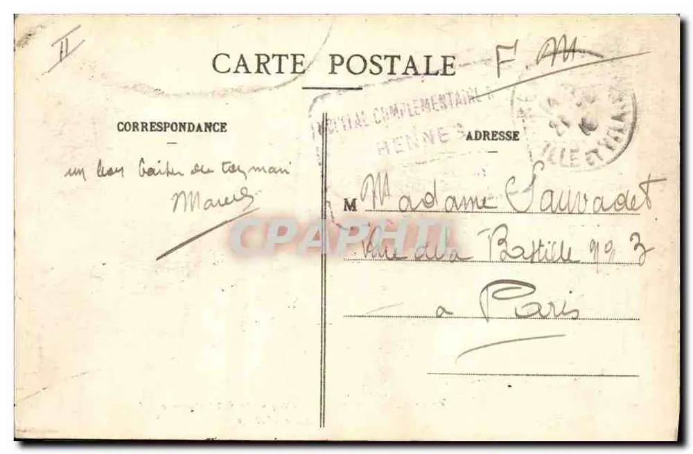 Bretanha - À noite na Fazenda - A hora de dormir - Coleção E. Hamonic n°4863 - Verso