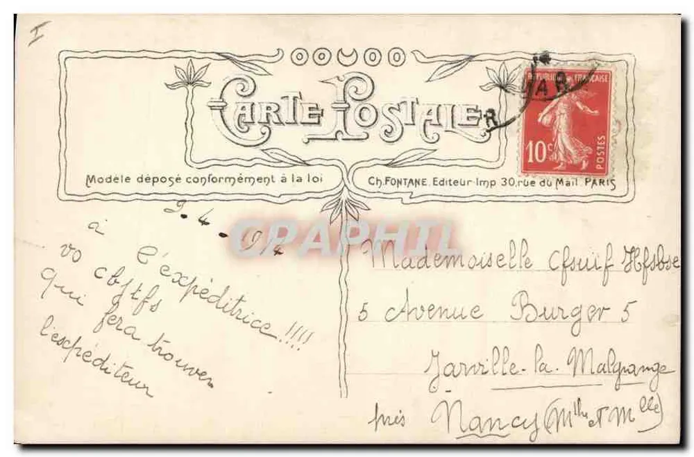 Lächelnde kleine Mädchen mit einem Fisch — Verlag Coussin, n° 3099 - Rückseite