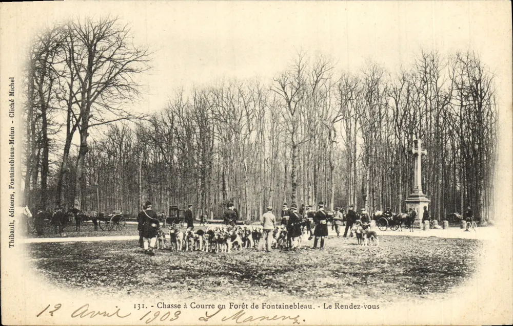 Jagd auf Hunde in der Forêt de Fontainebleau — Das Treffen — Thibault, Verleger, Melun, Nr. 131 - Vorderseite
