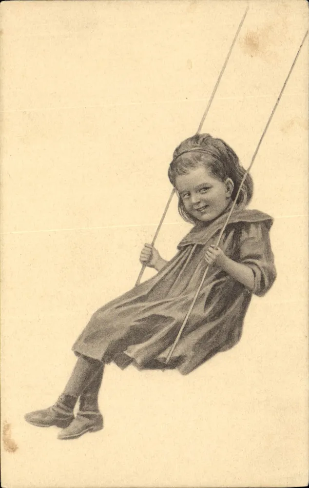 Mädchen auf der Schaukel — Illustration — B.K.W. L. 728/6 - Vorderseite