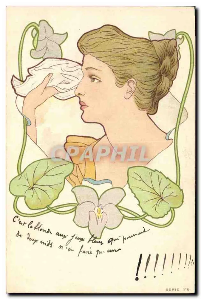 Frau mit Violets — Serie 116 — Verleger nicht sichtbar - Vorderseite