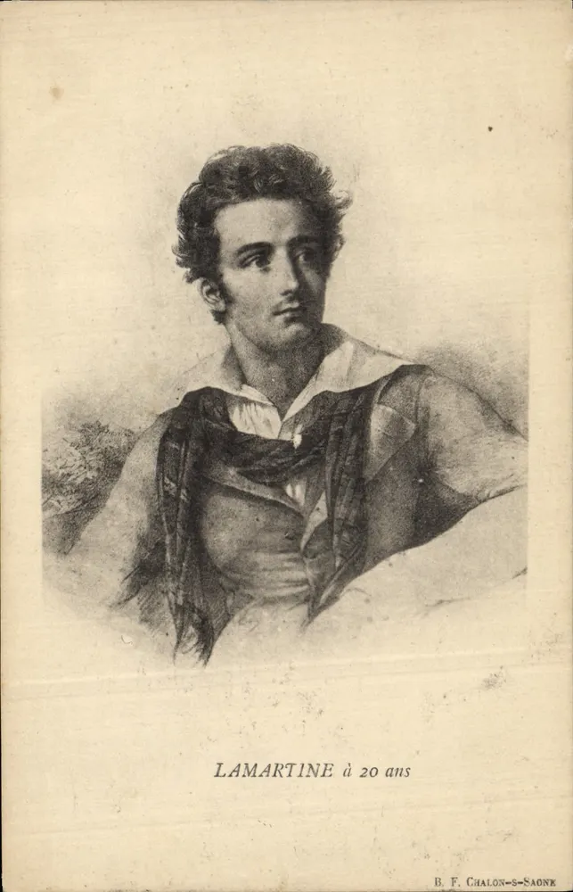 Lamartine aos 20 anos — gravura — B. F. Chalon-saône - Frente