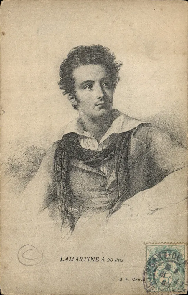 Lamartine aos 20 anos — gravura de B. F. Chald — n° 1866 - Frente