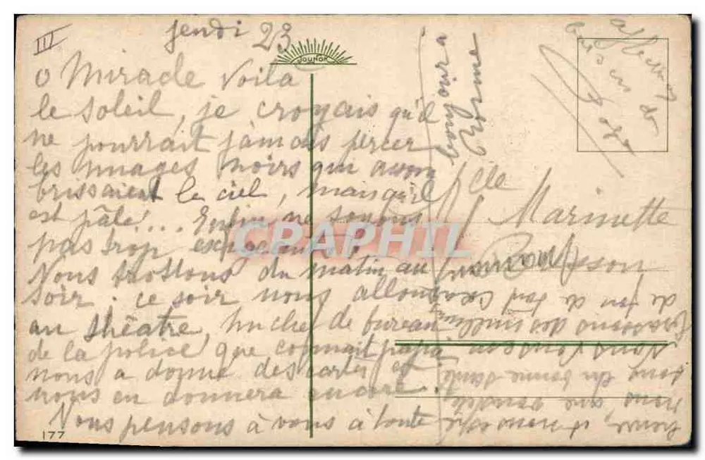 Rosas — desenho colorido — E. V. F. (assinatura) — série 177 - Verso