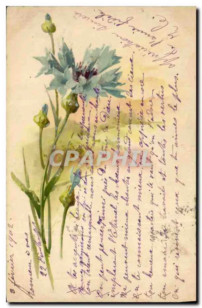 Flor azul — Aix-en-Provence — editor não identificado, número de série não visível - Frente