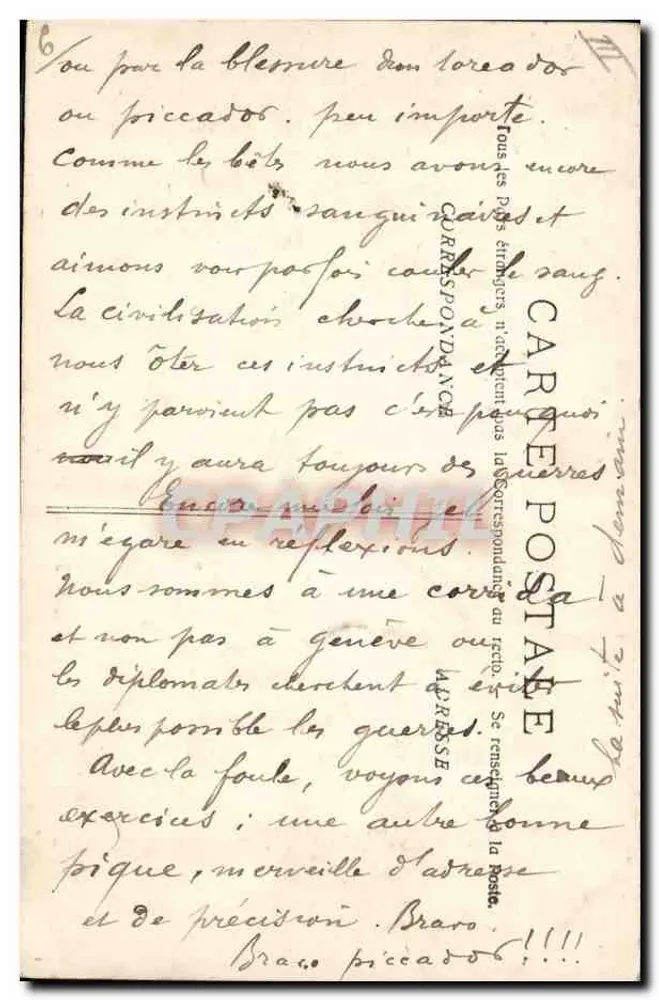 Stierkampf — Eine gute Stiche — Phototypie E. Lacour, Marseille, Verlag Nr. 6 - Rückseite