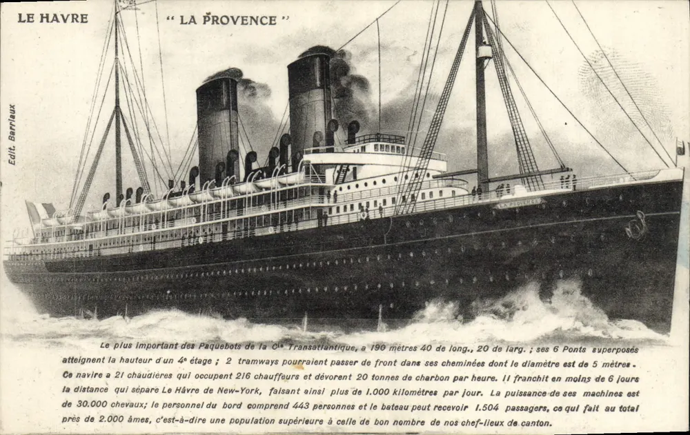Le Havre — Ansicht des Dampfers 'La Provence' — Edit. Barreaux - Vorderseite