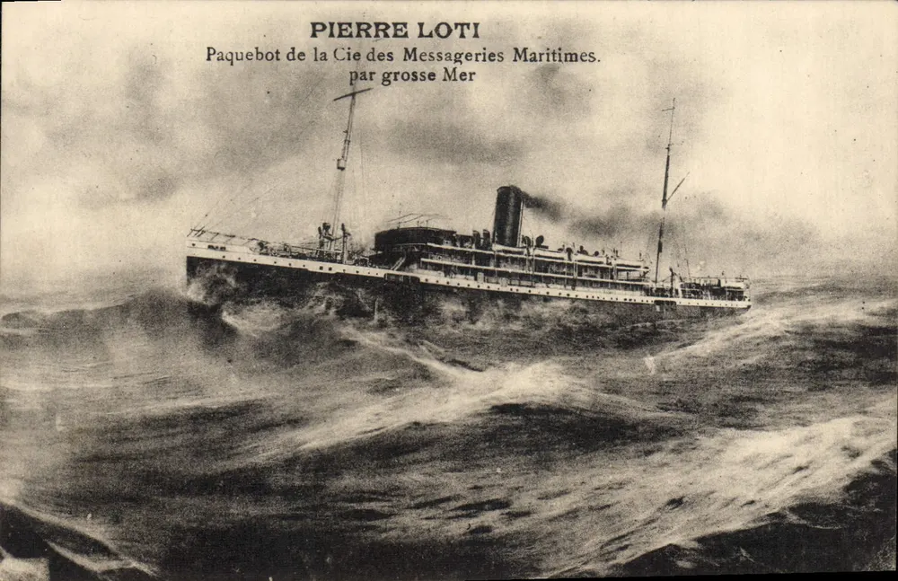 Pierre Loti — Dampfer der Gesellschaft der Seemessager — auf stürmischem Meer — Grimaud, Marseille - Vorderseite