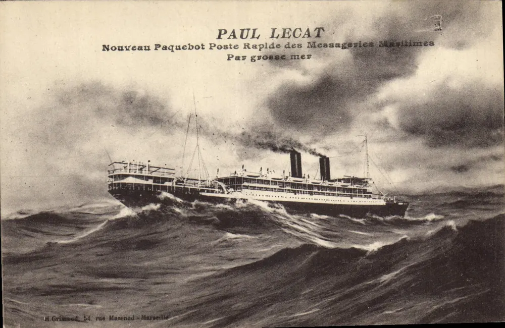 Neues Postschiff Poste Rapide der Messageries Maritimes — Paul Lecat — H. Grimaud, 54 rue Mazenod, Marseille - Vorderseite