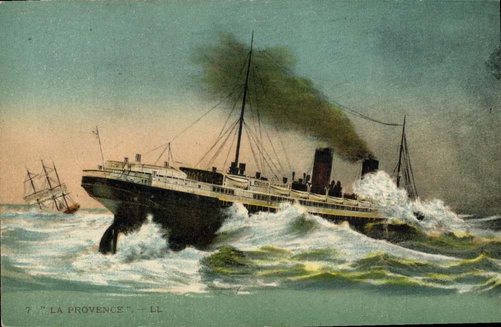 O navio de passageiro "La Provence" — no mar agitado — editor LL, n°7 - Frente