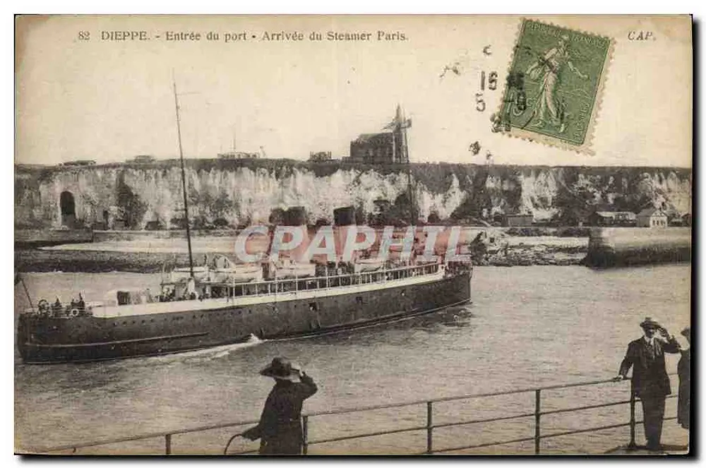 Dieppe - Einfahrt in den Hafen - Ankunft des Dampfers Paris — CAP, n°82 - Vorderseite