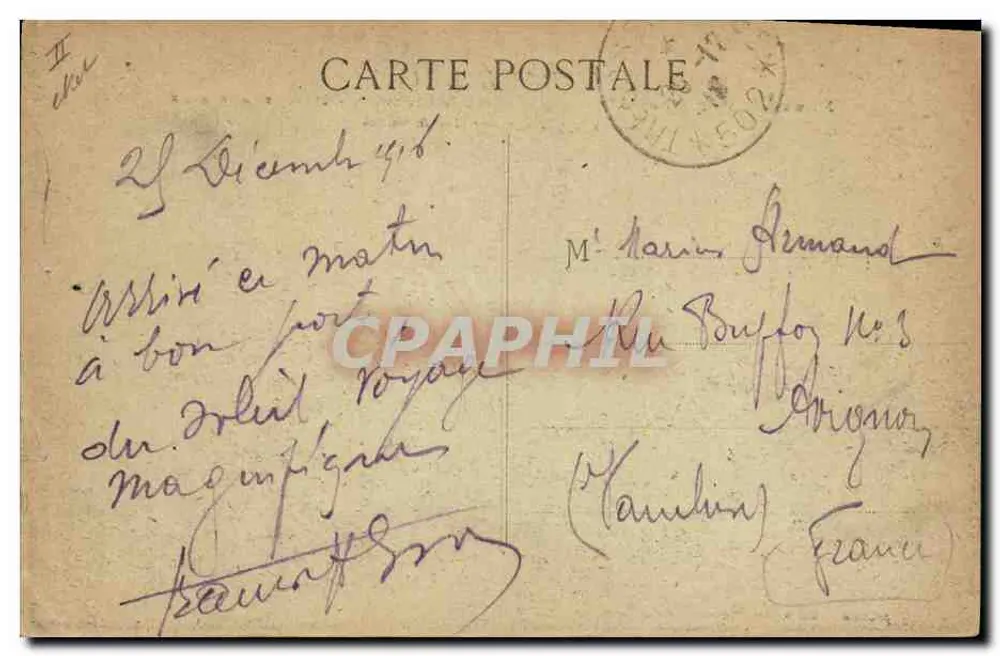 S.S. PAUL LECAT — Nouveau paquebot des Messageries Maritimes naviguant en mer agitée — éditeur : V. PONTON (imprimé sur la carte) - Rückseite