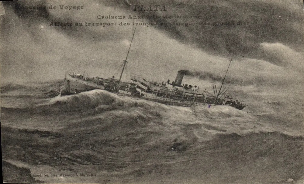 Hilfskreuzer Plata — während der Transporte von Truppen in den Orient — von Grimaud, Marseille - Vorderseite