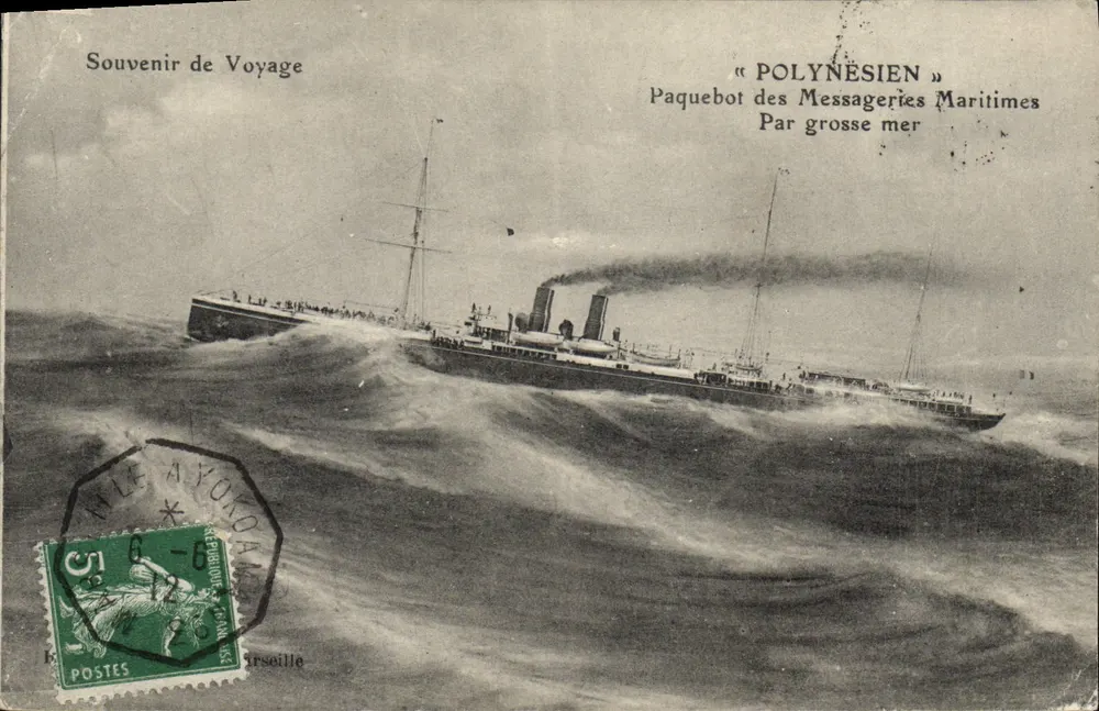 Dampfer « POLYNÉSIEN » — Messageries Maritimes — Reiseerinnerung - Vorderseite
