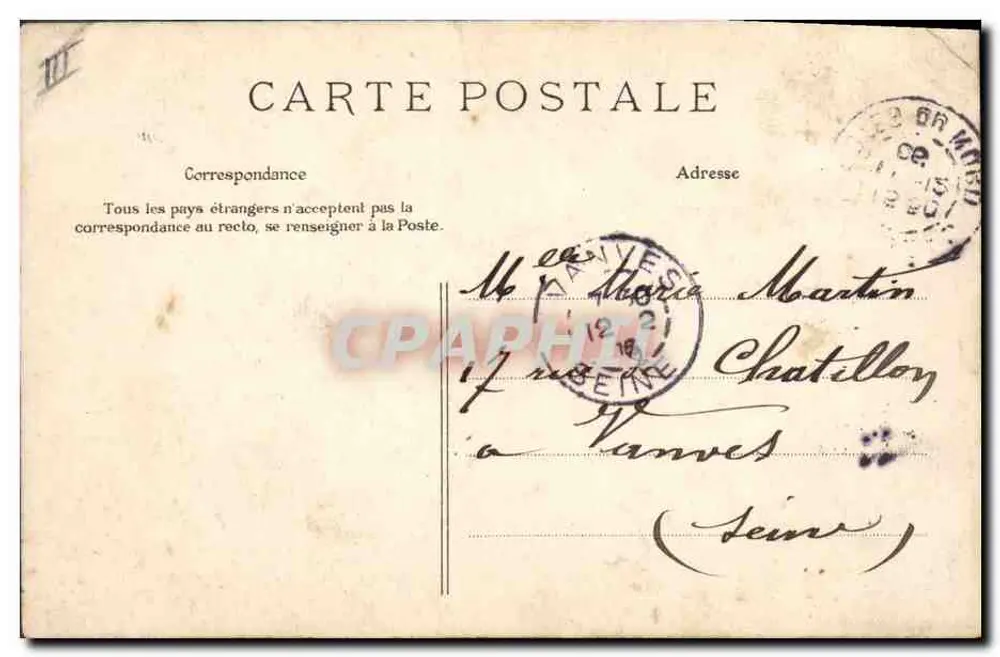 PONT-L'ABBÉ — Ao redor da cama fechada — Tendrões — editor Vilaro Quimpéer, n° 1869 - Verso