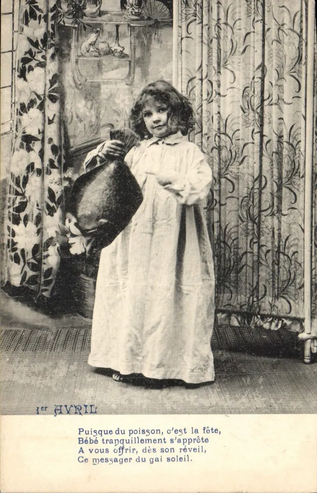 Baby mit Fischbeutel — 1. APRIL — Verlag nicht sichtbar - Vorderseite