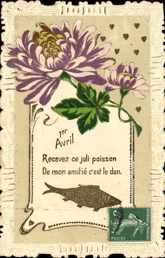 Herbstblume — 1. April — Fisch — unbekannter Verleger - Vorderseite
