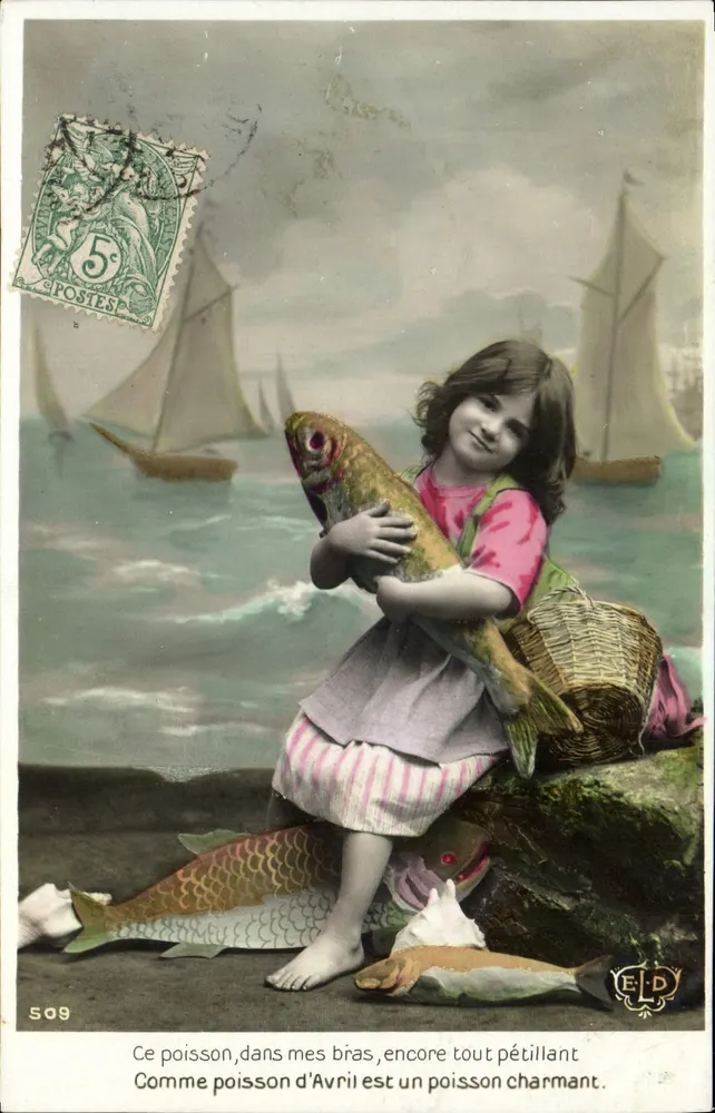 Mädchen mit einem Avrill-Fisch — ELD, Nr. 509 - Vorderseite