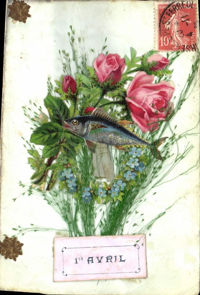Blume und Fisch — 1. April — Verlag: J. Robert-Marseille, Nr. nicht sichtbar - Vorderseite