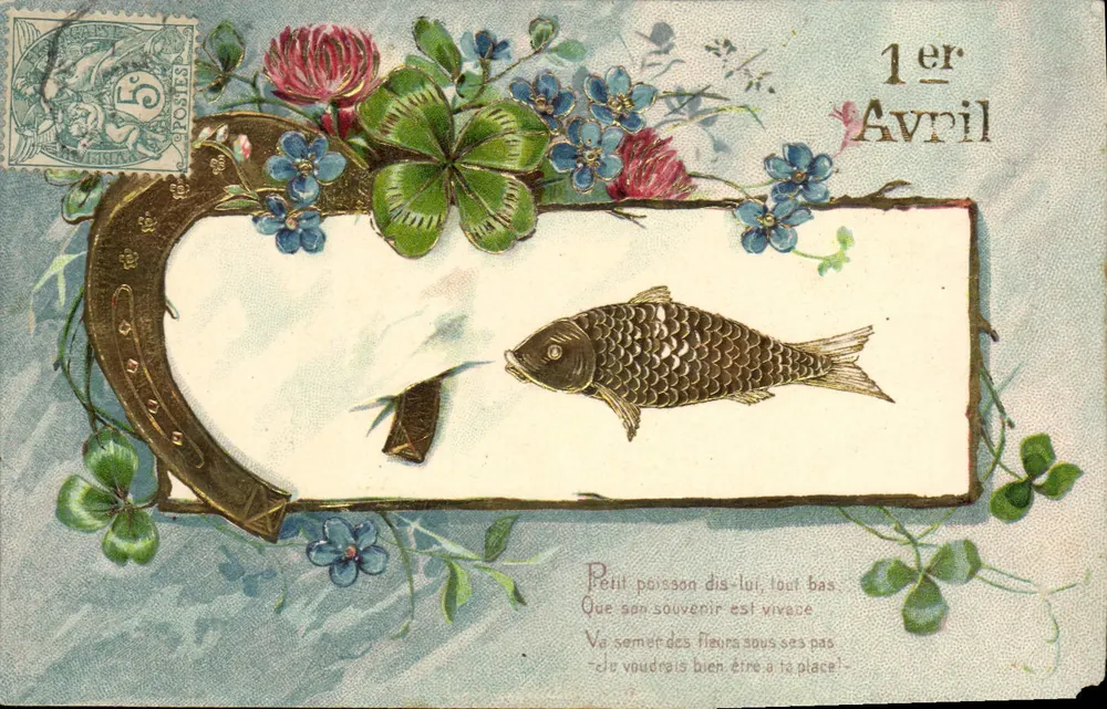 Fisch und Blumen — 1. April — Verleger nicht sichtbar - Vorderseite