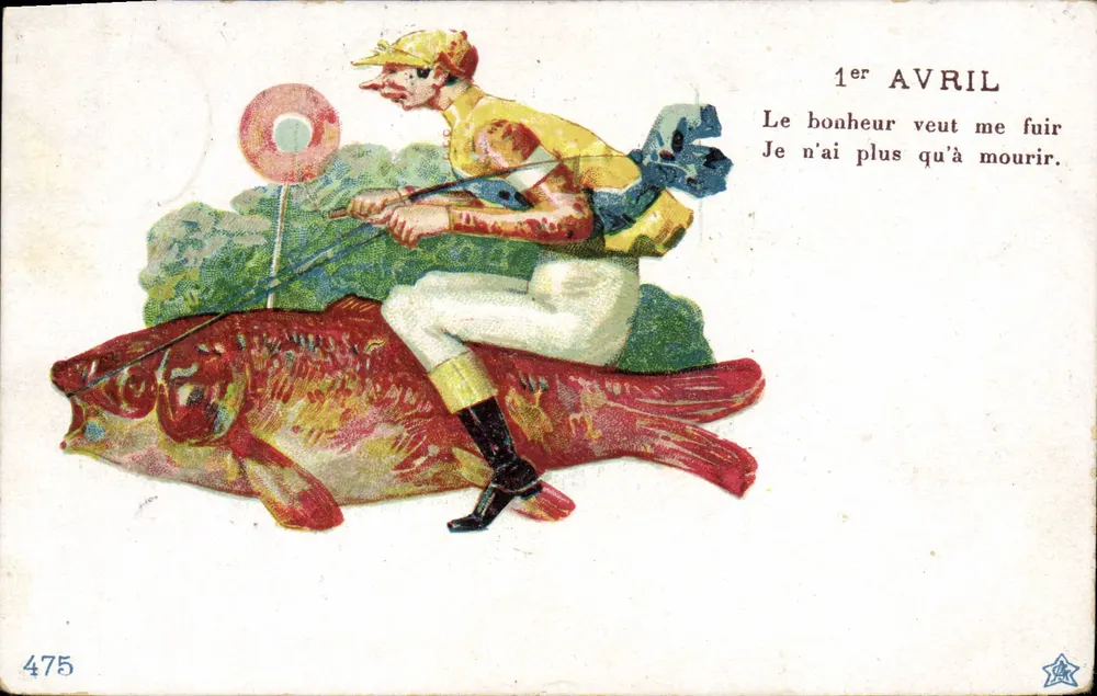 Fischer auf dem Fisch — 1. APRIL — unbekannter Verlag, n° 475 - Vorderseite
