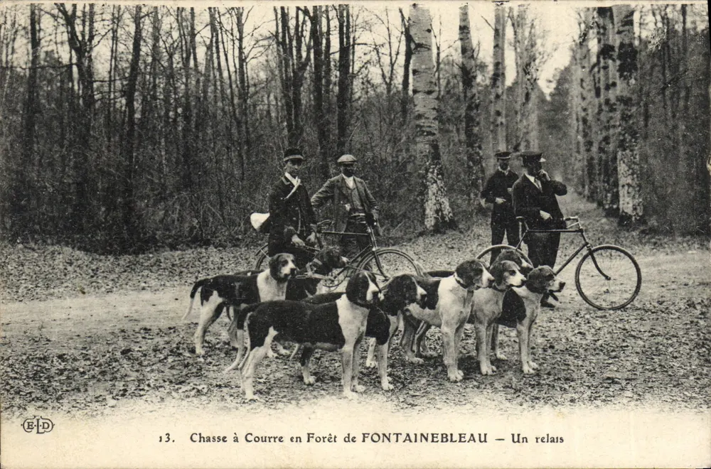 Jagd auf Hunde in der Forêt de FONTAINEBLEAU — Ein Relais — E.P.D. n°13 - Vorderseite
