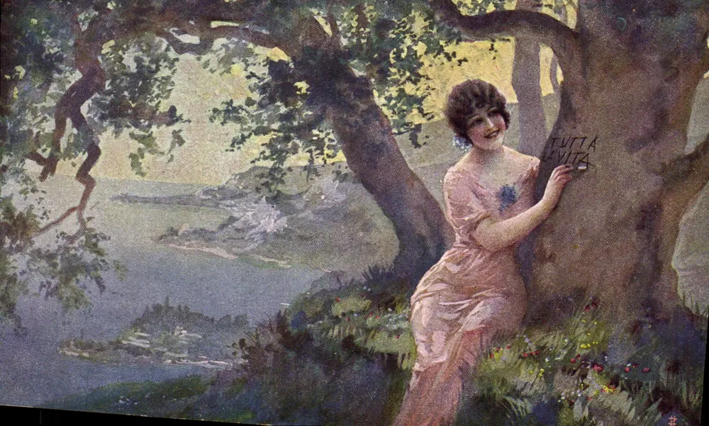 Frauen in einem Landschaftsbild — Verlag: Carolino Postale, Serie 1009 - Vorderseite