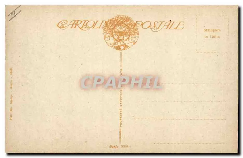 Frau mit Taube — Garten-Szene — Verlag Caroline Postale, Serie 1009 - Rückseite