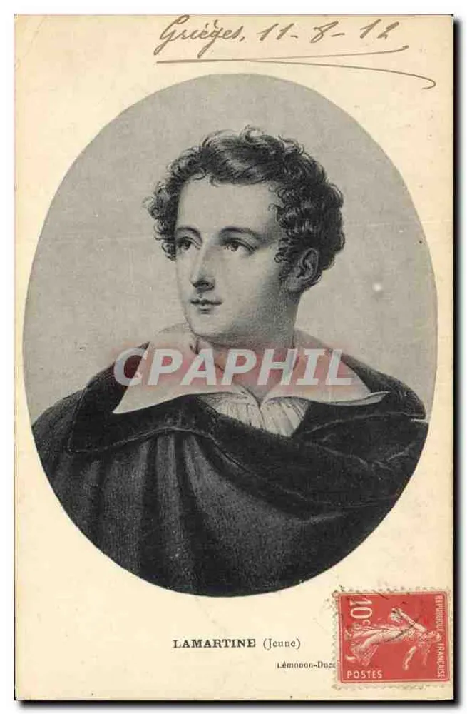 Lamartine (Jovem) — retrato gravado — Lémonon-Duc - Frente