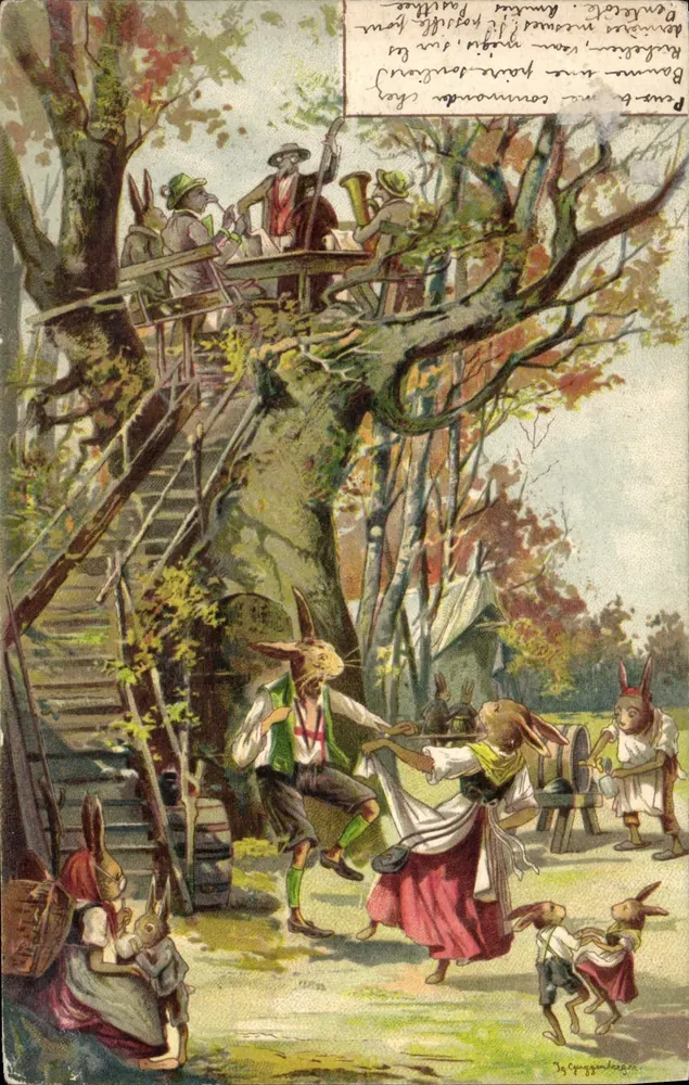 Festa de coelhos em um parque — editor J. Lippmann & Cie, n° 127 - Frente