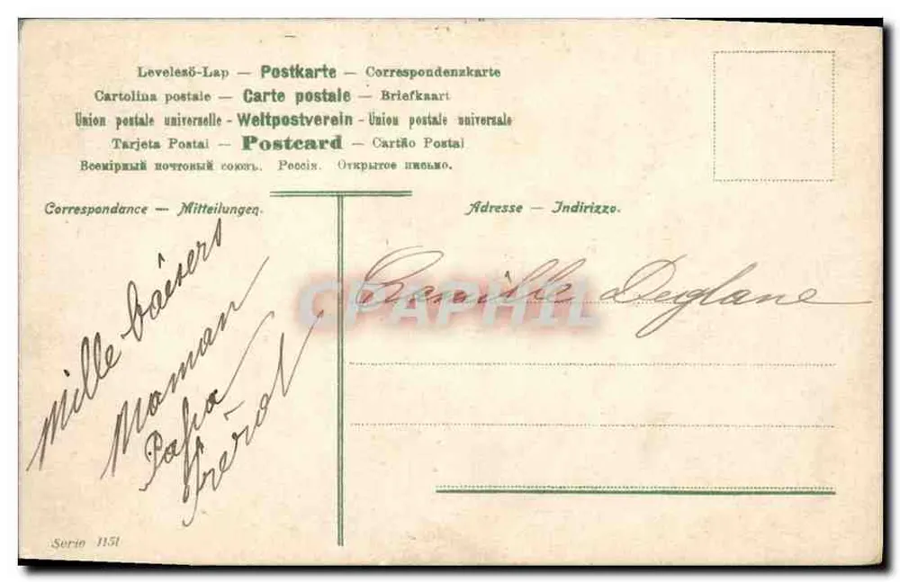 Dois macacos à mesa — cena humorística — editor E.V.M. n° 1151 - Verso