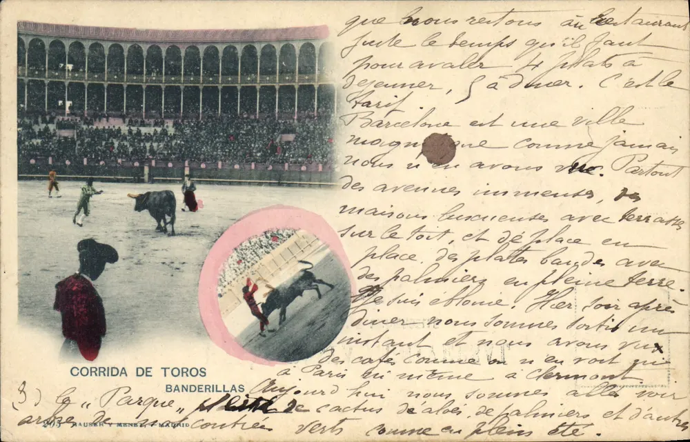 Corrida de Toros — Banderillas — éditeur HAUSCH Y MENEL, Madrid, n° 3013 - Frente