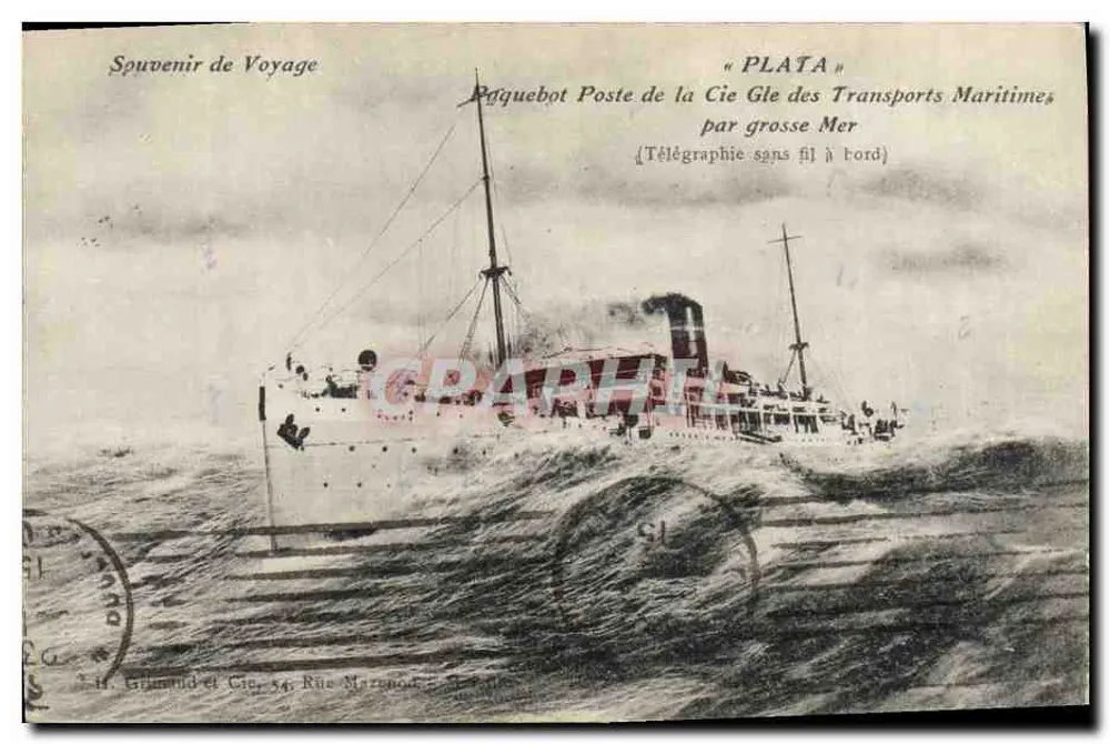 Dampfschiff Post « PLATA » — Seefrachtgesellschaft — H. Géraud et Cie, Paris - Vorderseite