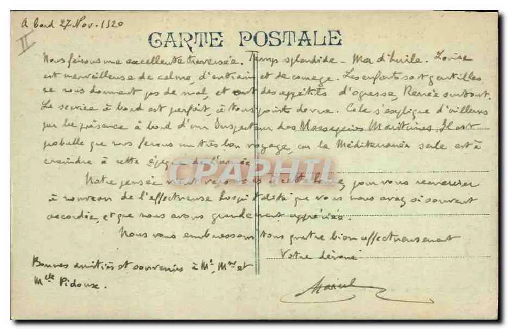 S.S. PAUL LECAT — Neuer Liner der Messageries Maritimes — Durch stürmische See — Verleger Grinaud Fils, Marseille - Rückseite